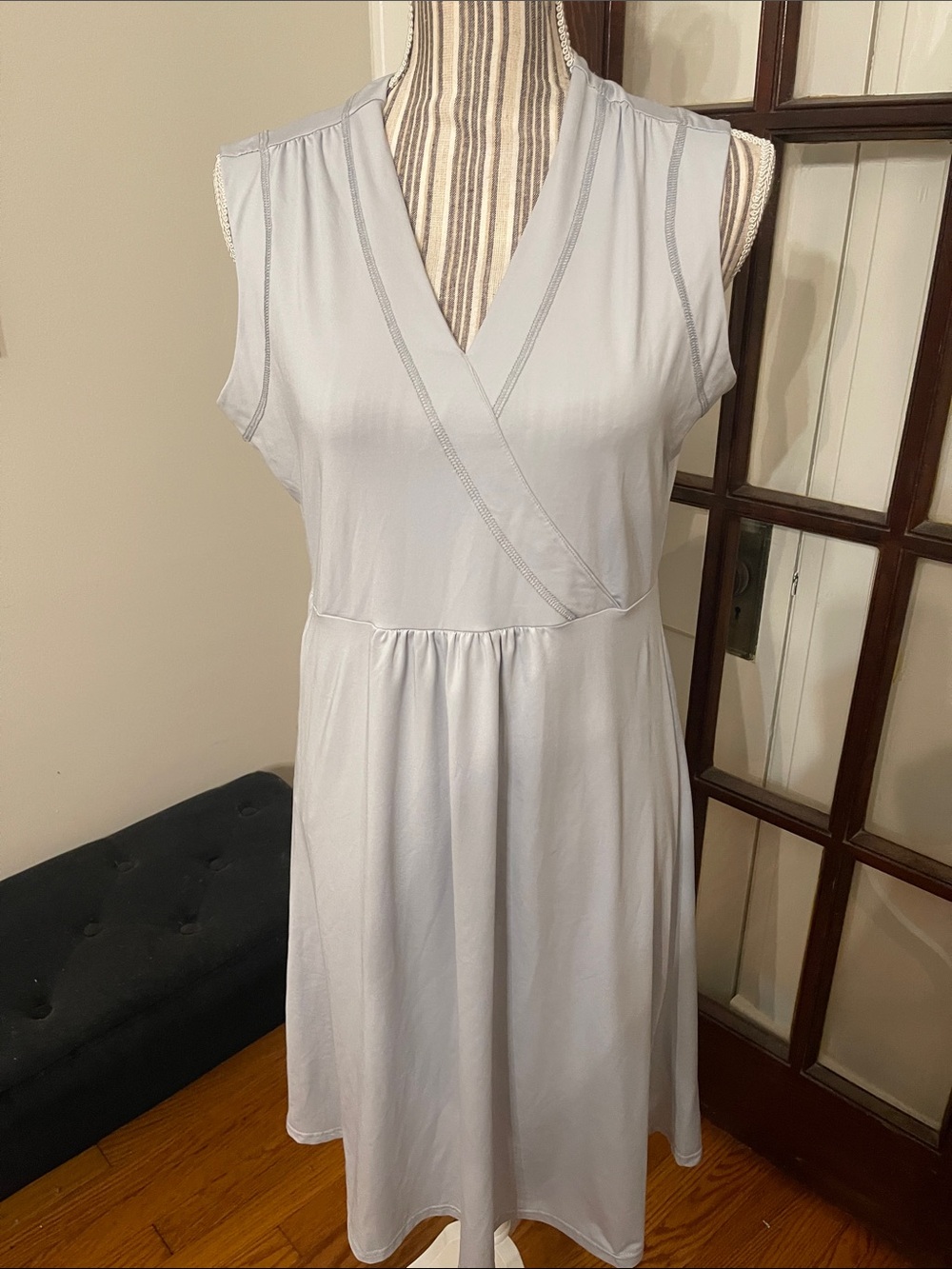 ExOfficio Sleeveless Pale Blue V-Neck Active Wear Dress